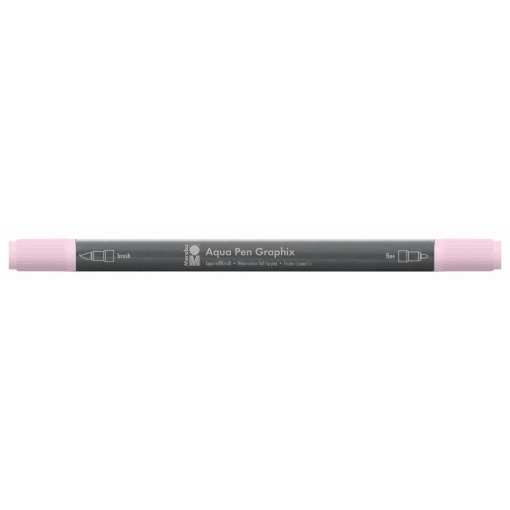 Marabu Aqua Pen Graphix Watercolour Felt Tip Pen - Dual Tip (Fine + Brush) - Light Pink (236)