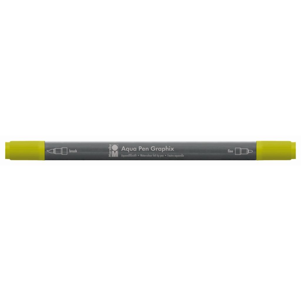 Marabu Aqua Pen Graphix Watercolour Felt Tip Pen - Dual Tip (Fine + Brush) - Avocado (268)