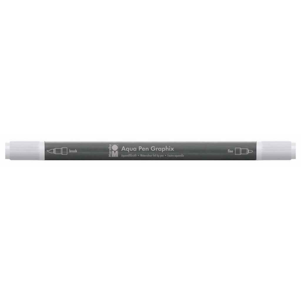 Marabu Aqua Pen Graphix Watercolour Felt Tip Pen - Dual Tip (Fine + Brush) - Light Grey (278)