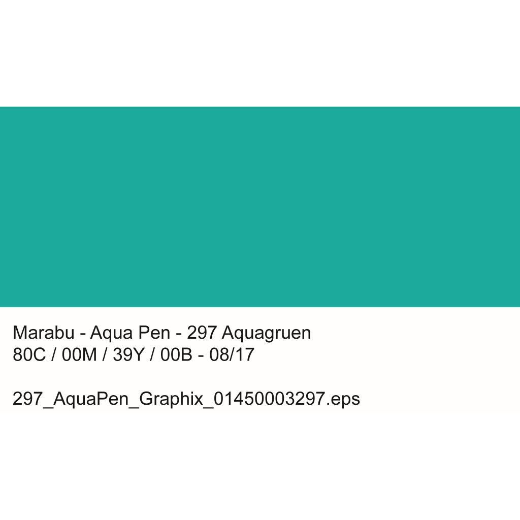 Marabu Aqua Pen Graphix Watercolour Felt Tip Pen - Dual Tip (Fine + Brush) - Aqua Green (297)