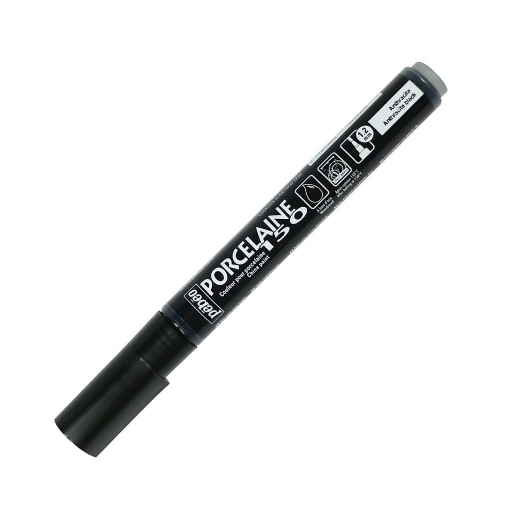 Pebeo Porcelaine 150 Paint Marker - Bullet Tip - 1.2 MM - Anthracite Black (09)