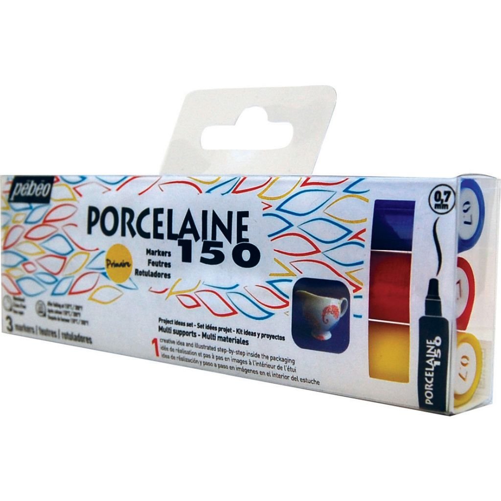 Pebeo Porcelaine 150 Paint Marker - Set of 3 Markers - Fine Tip (0.7 mm)