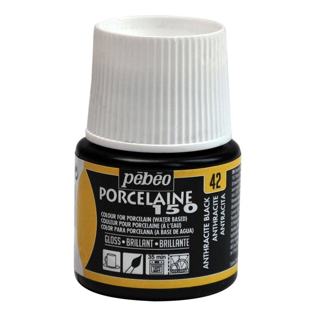 Pebeo Porcelaine 150 Paint - 45 ml bottle - Anthracite Black (42)