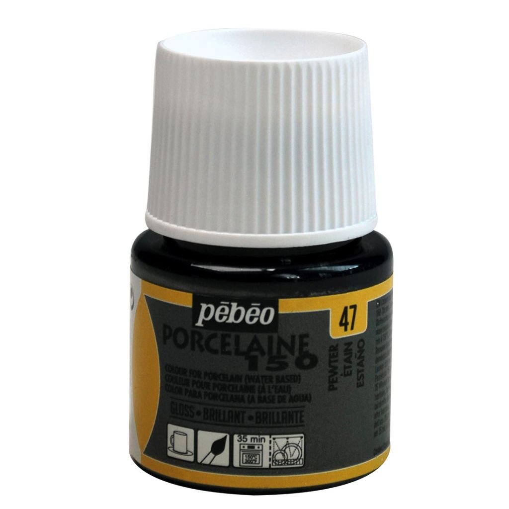 Pebeo Porcelaine 150 Paint - 45 ml bottle - Pewter (47)