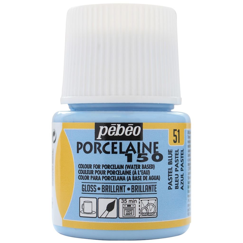 Pebeo Porcelaine 150 Paint - 45 ml bottle - Pastel Blue (51)