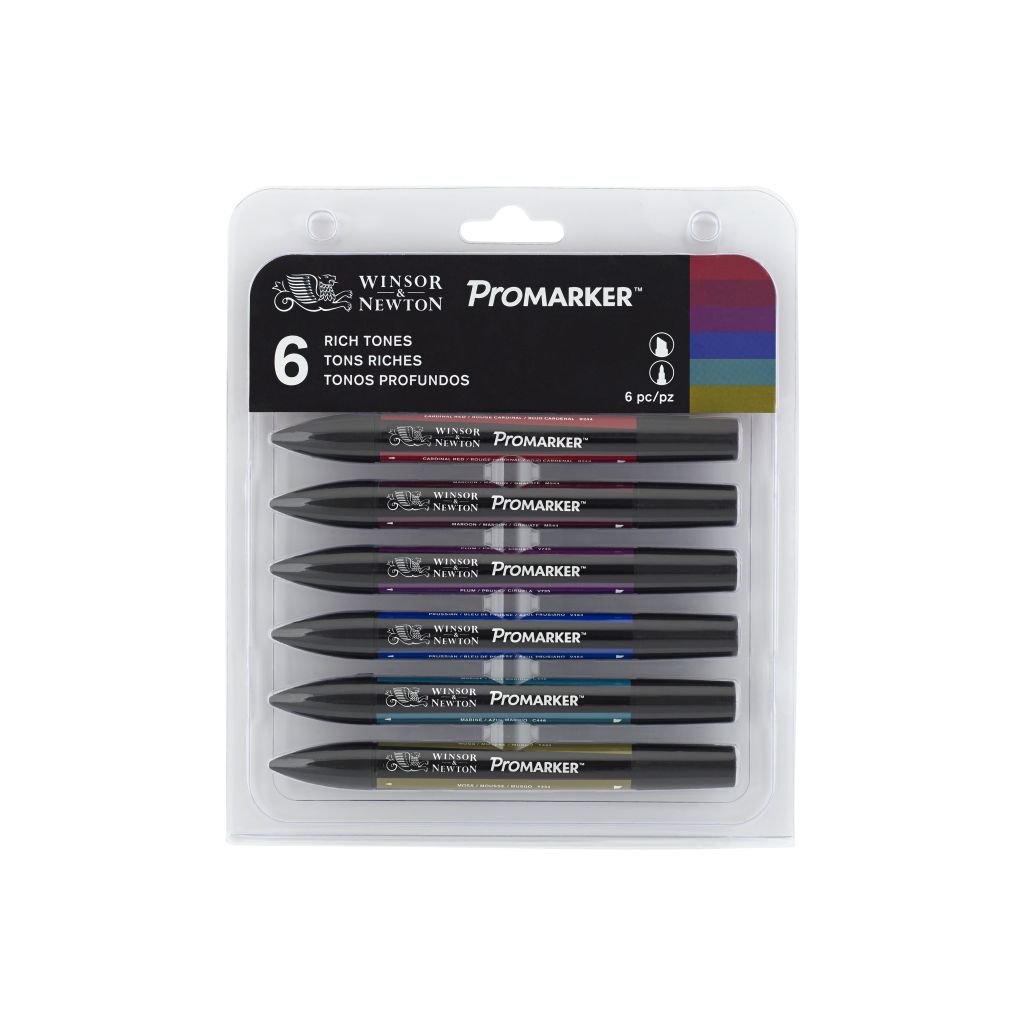 Winsor & Newton ProMarker - Twin Tip - Alcohol Based - Rich Tones Set of 6