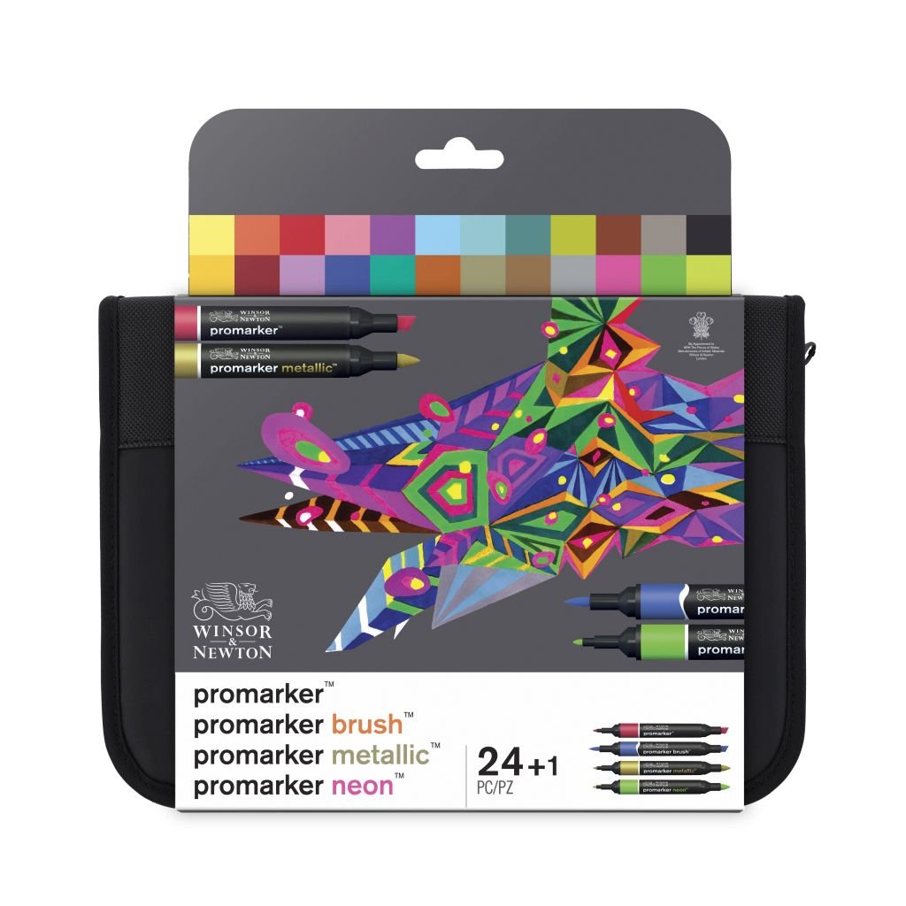 Winsor & Newton ProMarker - Twin Tip - Alcohol Based - Mixed Markers Wallet - Set of 24