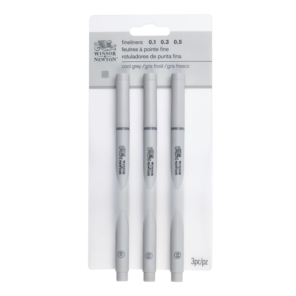 Winsor & Newton Fineliner Cool Grey Fine Point Pen- Assorted Set of 3 Pens
