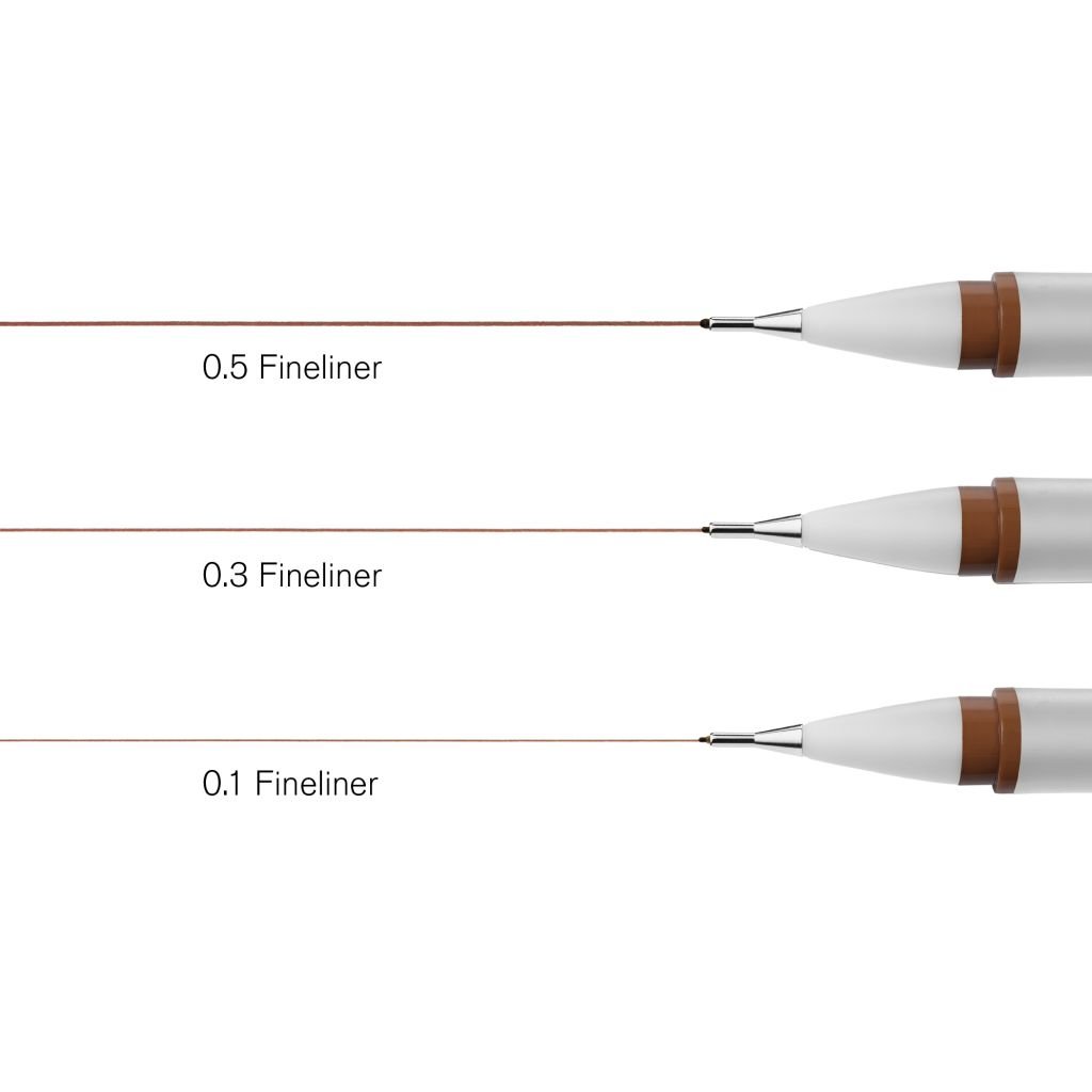 Winsor & Newton Fineliner Sepia Fine Point Pen- Assorted Set of 3 Pens