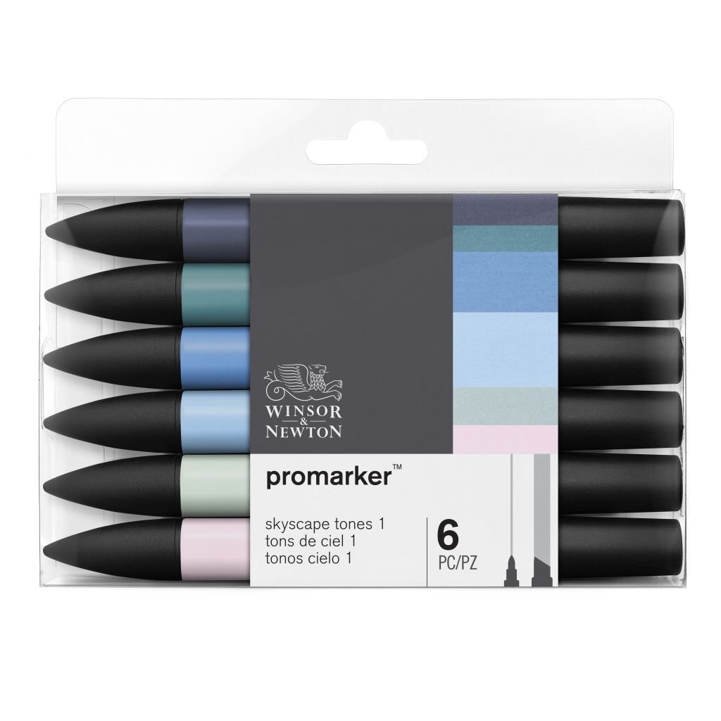 Winsor & Newton ProMarker - Twin Tip - Alcohol Based - Skyscape Tones Set of 6