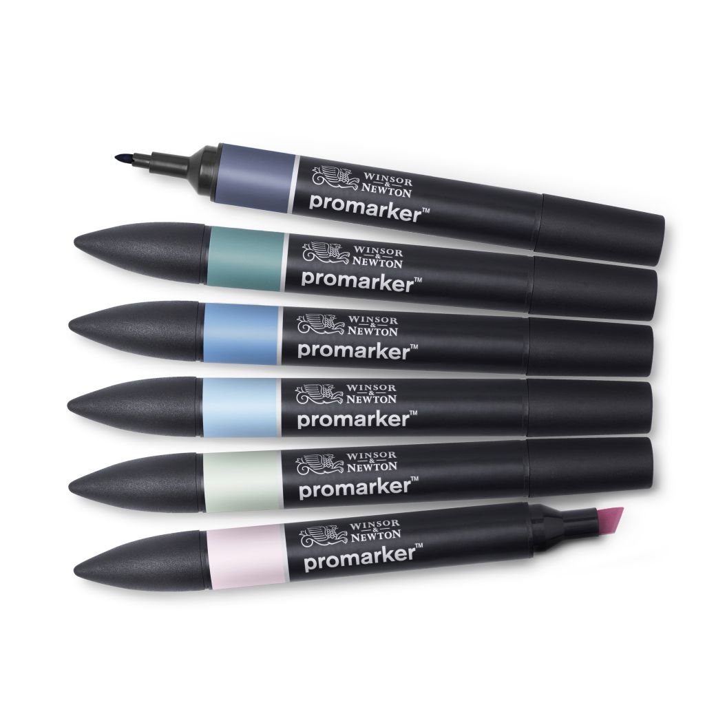 Winsor & Newton ProMarker - Twin Tip - Alcohol Based - Skyscape Tones Set of 6