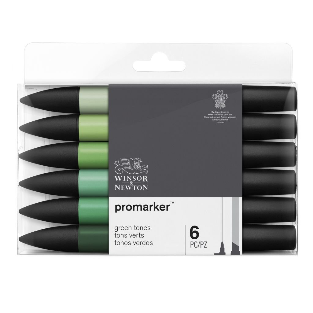 Winsor & Newton ProMarker - Twin Tip - Alcohol Based - Green Tones Set of 6