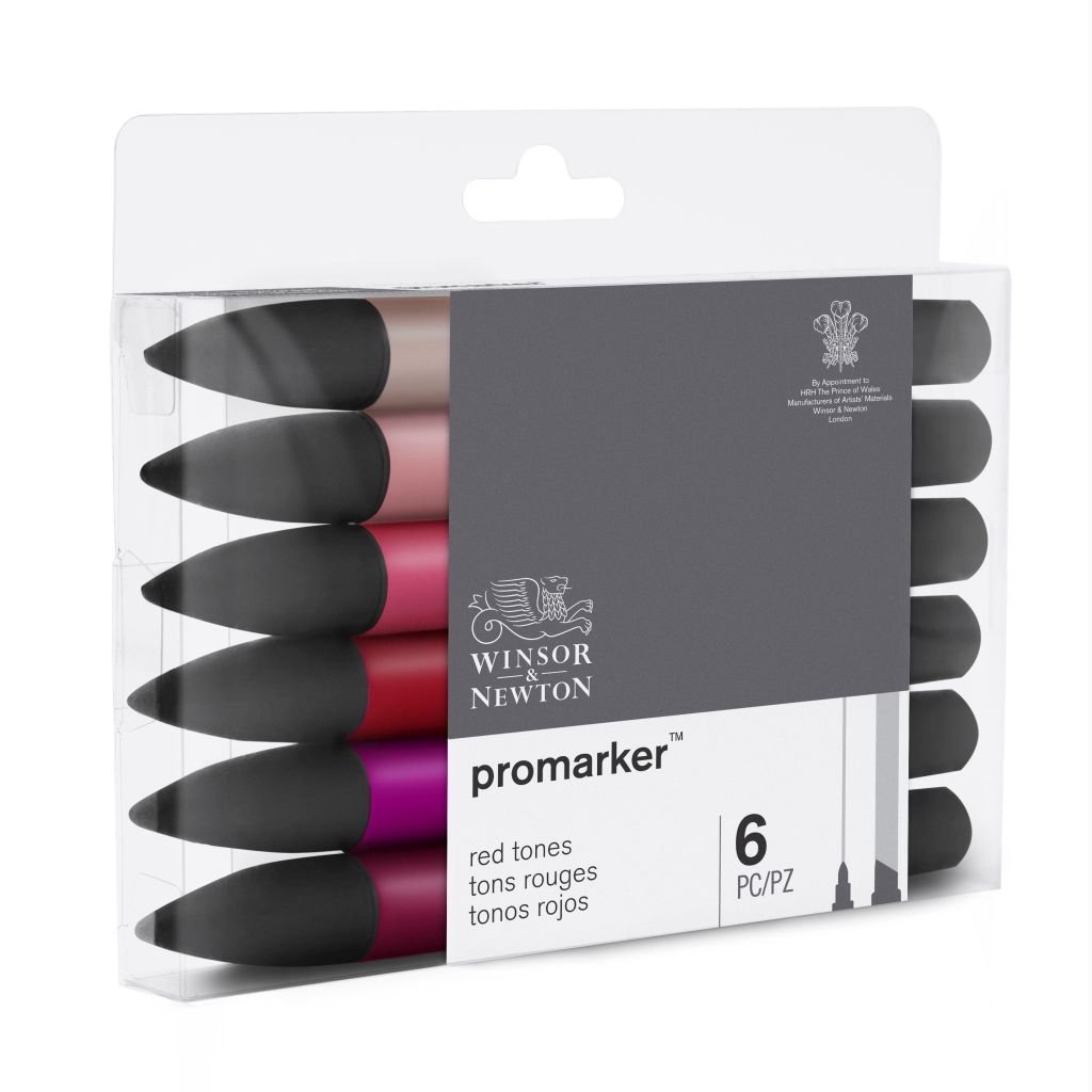 Winsor & Newton ProMarker - Twin Tip - Alcohol Based - Red Tones Set of 6