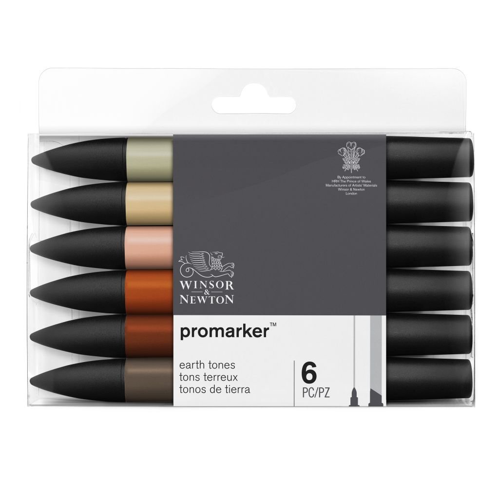 Winsor & Newton ProMarker - Twin Tip - Alcohol Based - Earth Tones Set of 6
