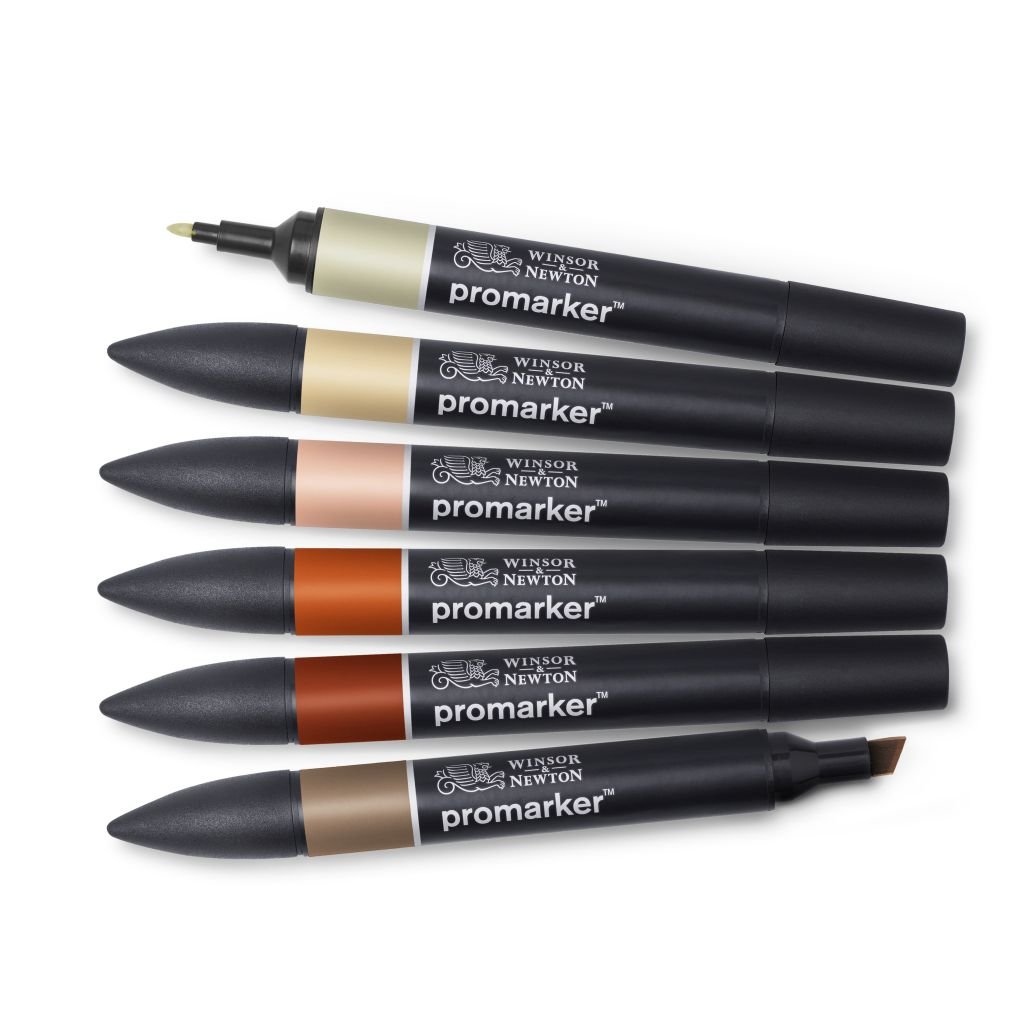 Winsor & Newton ProMarker - Twin Tip - Alcohol Based - Earth Tones Set of 6