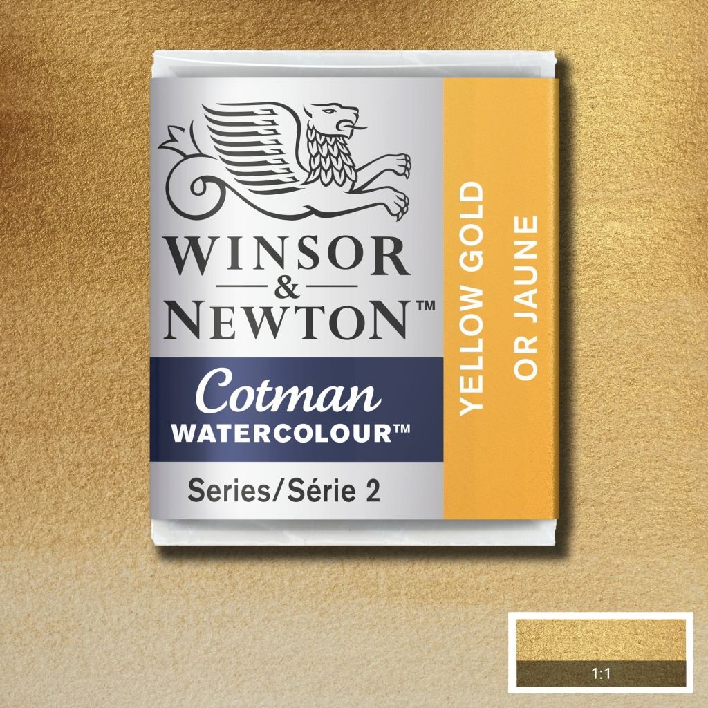 Winsor & Newton Cotman Water Colour Half Pan - Yellow Gold (088)