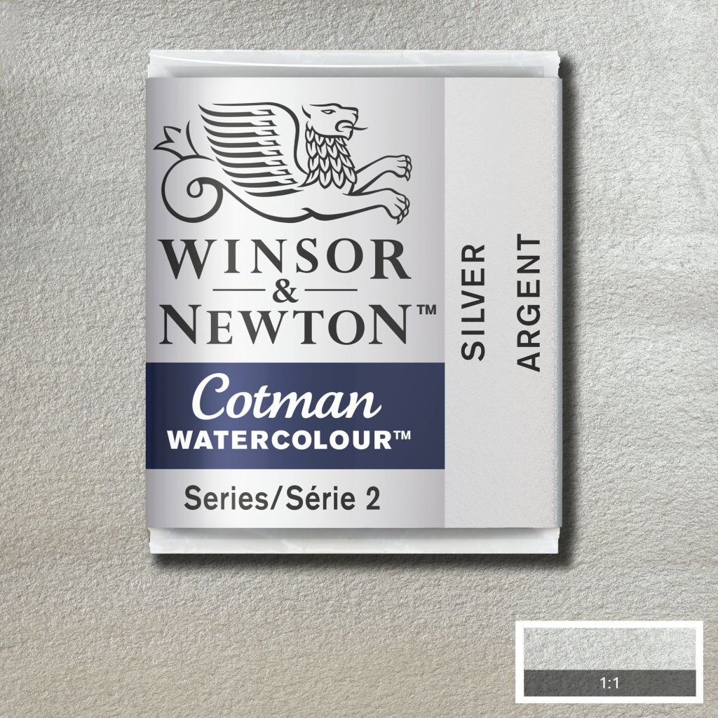 Winsor & Newton Cotman Water Colour Half Pan - Silver (617)
