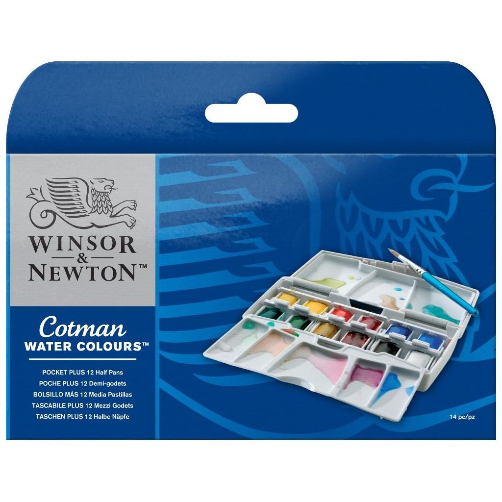 Winsor & Newton Cotman Water Colour Pocket Plus – 12 Half Pans