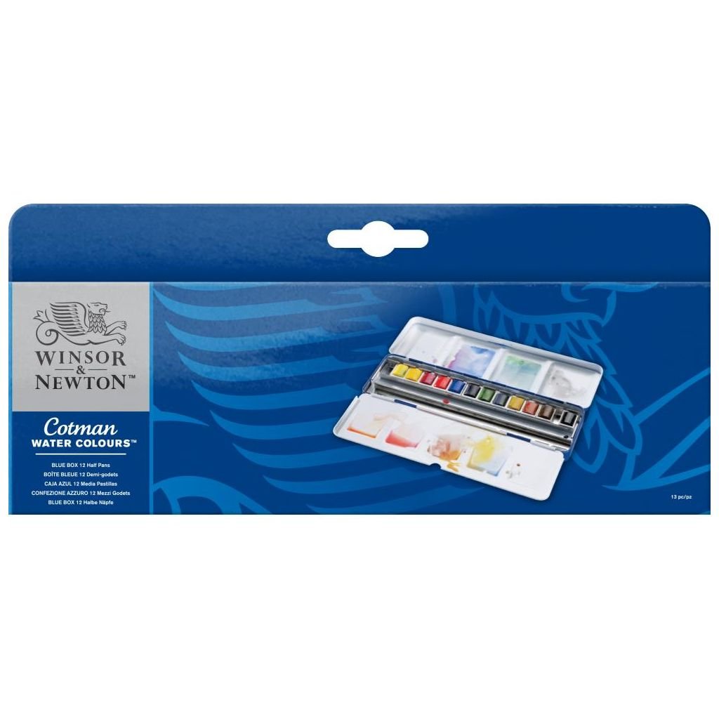 Winsor & Newton Cotman Water Colour Blue Box – 12 Half Pans
