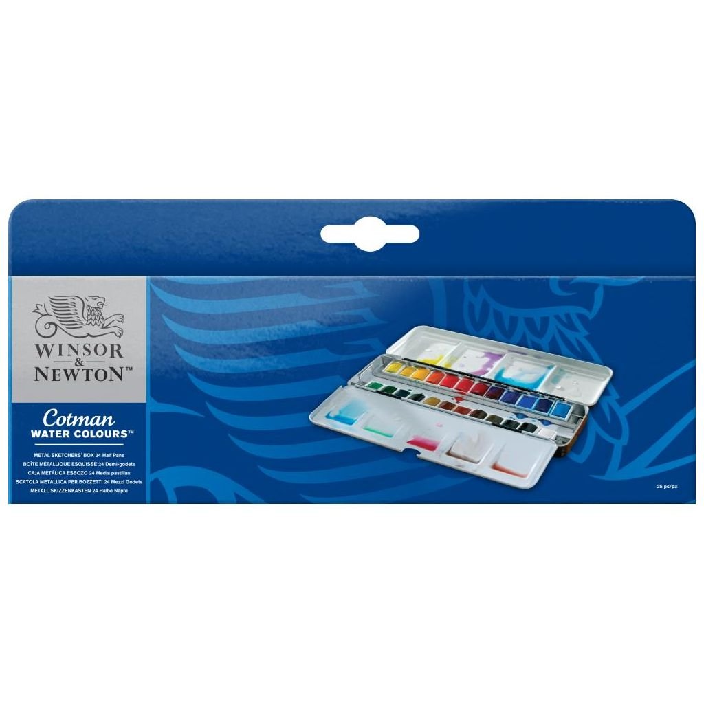 Winsor & Newton Cotman Water Colour Metal Sketchers Box – 24 Half Pans