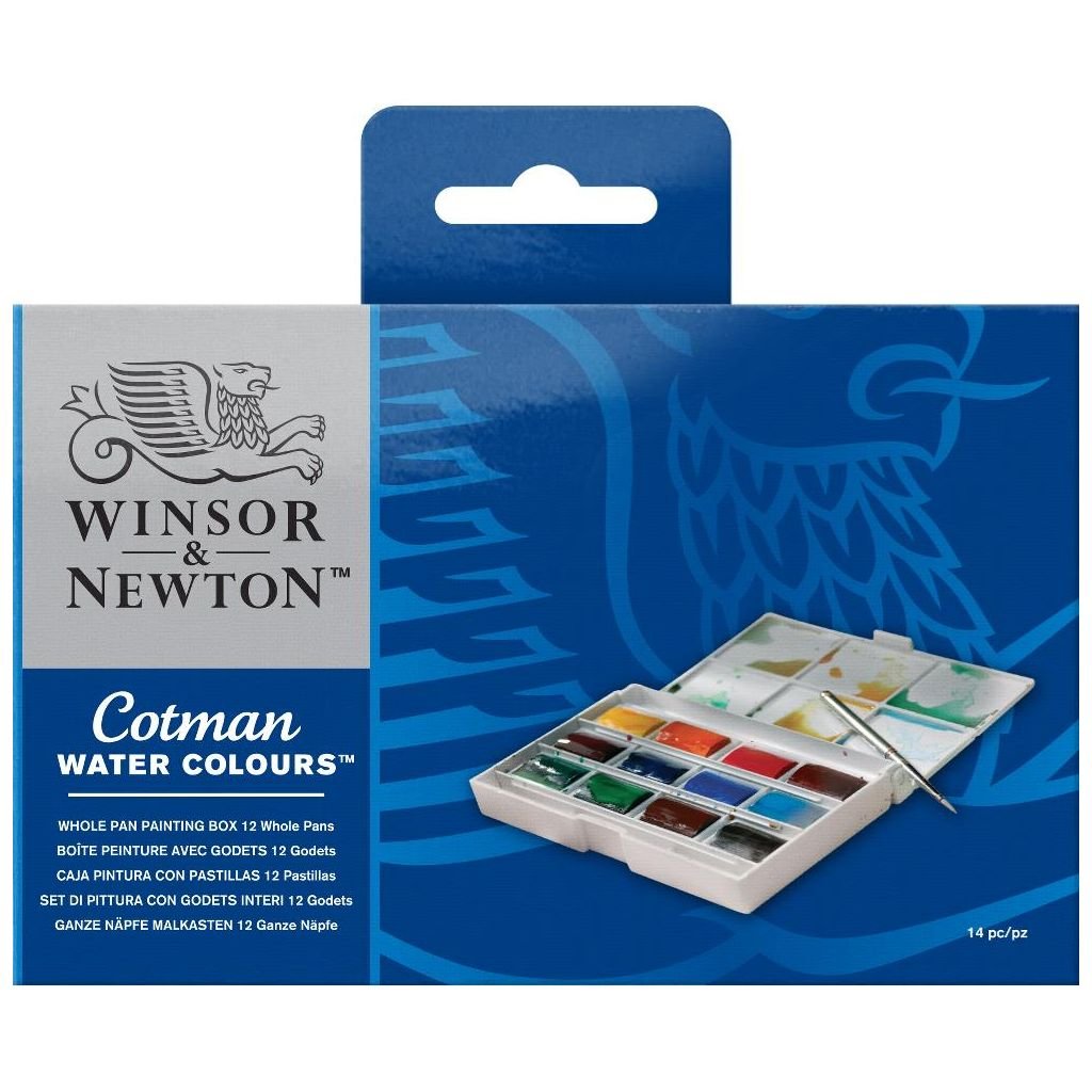 Winsor & Newton Cotman Water Colour Whole Pan Painting Box - 12 Whole Pans