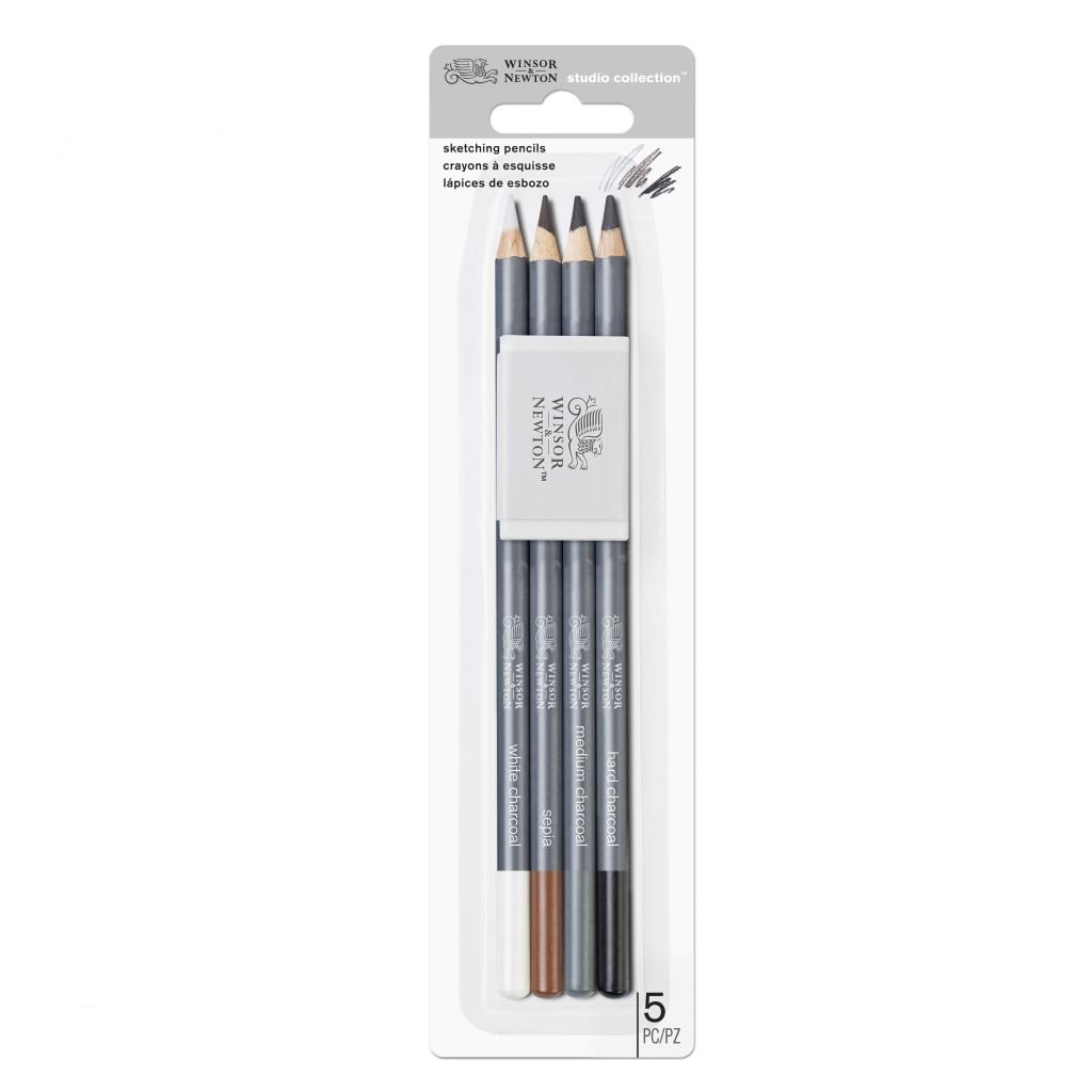 Winsor & Newton Studio Collection Sketching Pencil - Set of 4 With Eraser in Blister Pack