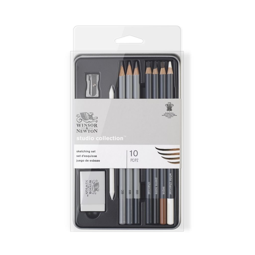 Winsor & Newton Studio Collection Sketching Pencil - Art Set of 10 in Tin Box