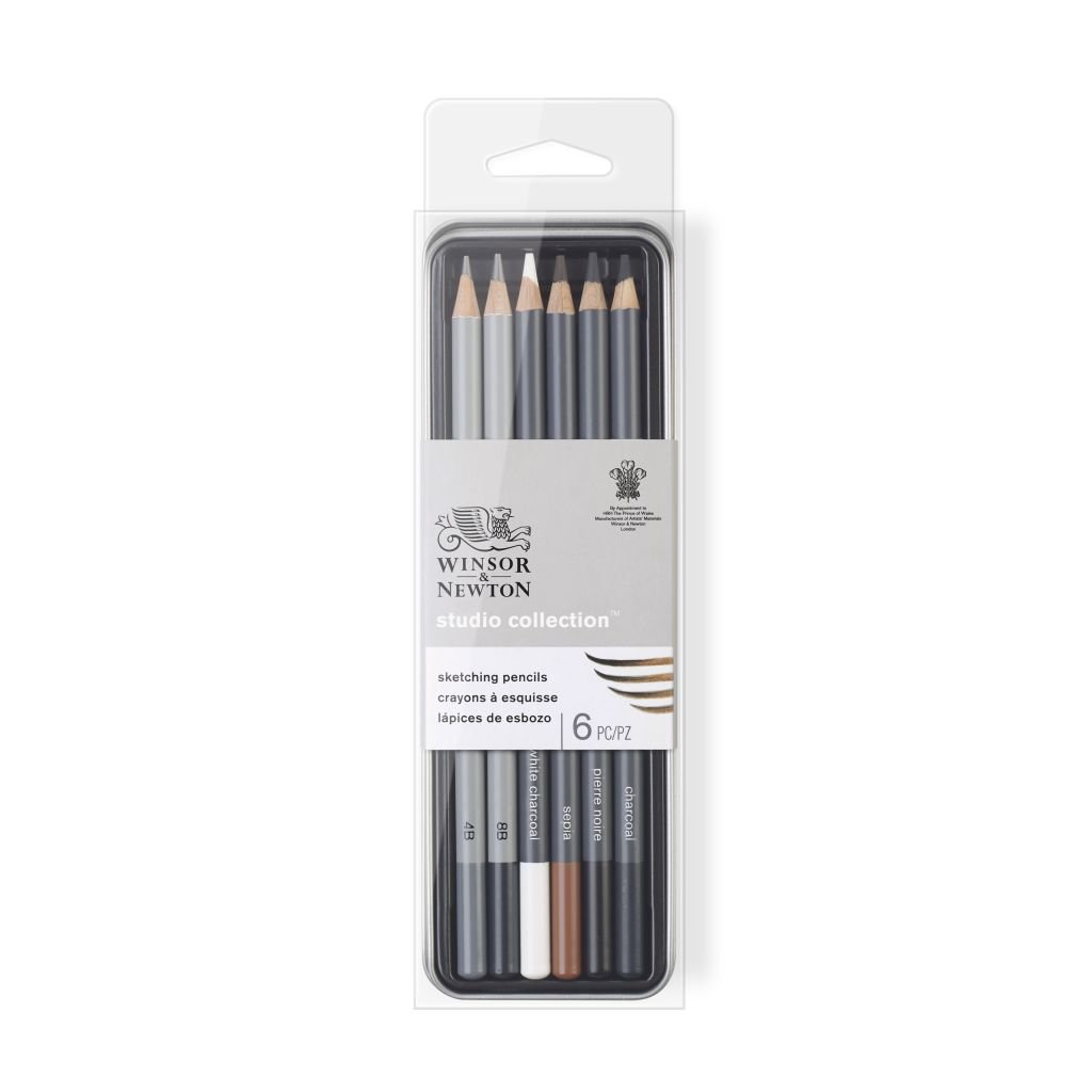 Winsor & Newton Studio Collection Sketching Pencil - Set of 6 in Tin Box