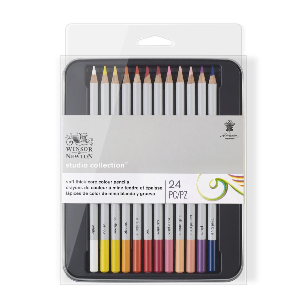 Winsor & Newton Studio Collection Coloured Pencil - Set of 24 in Tin Box