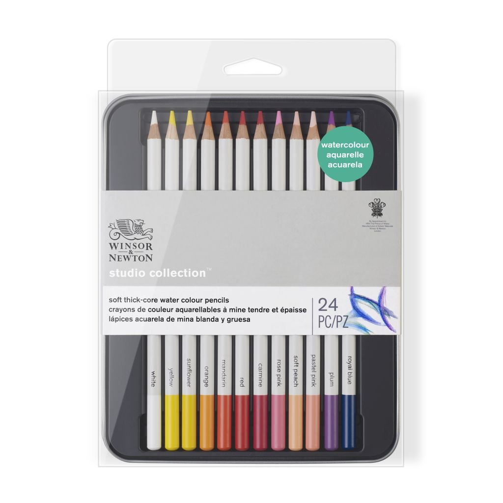 Winsor & Newton Studio Collection Watercolour Pencil - Set of 24 in Tin Box