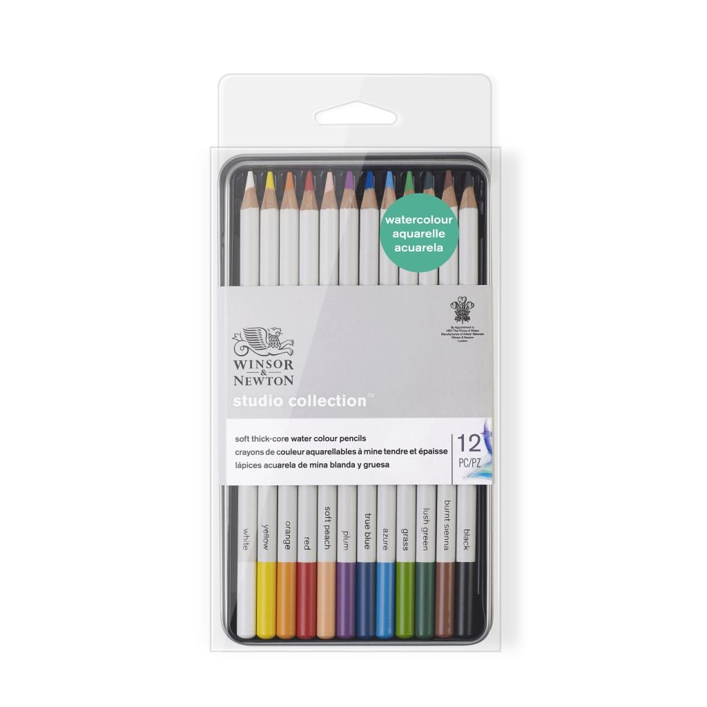 Winsor & Newton Studio Collection Watercolour Pencil - Set of 12 in Tin Box