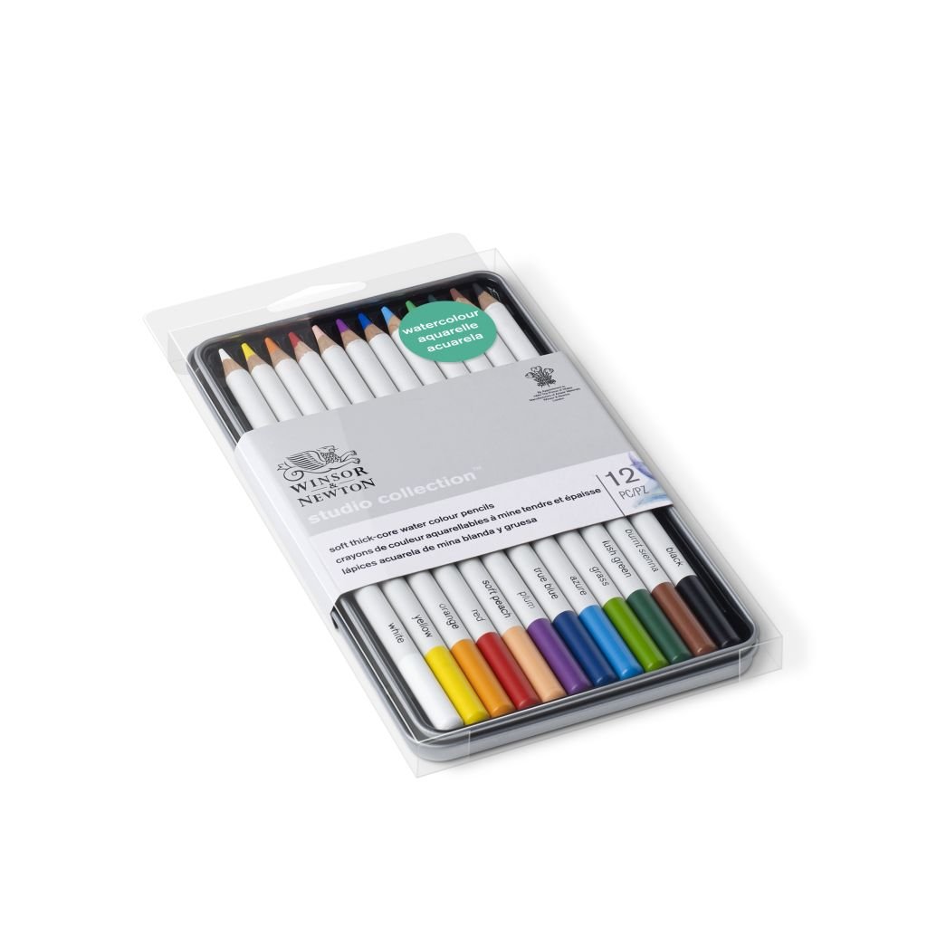 Winsor & Newton Studio Collection Watercolour Pencil - Set of 12 in Tin Box