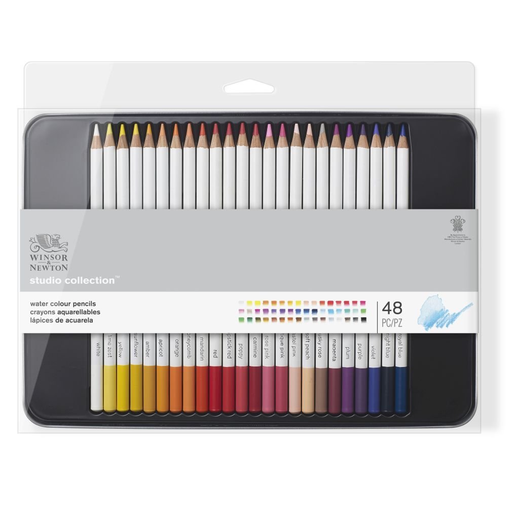 Winsor & Newton Studio Collection Watercolour Pencil - Set of 48 in Tin Box