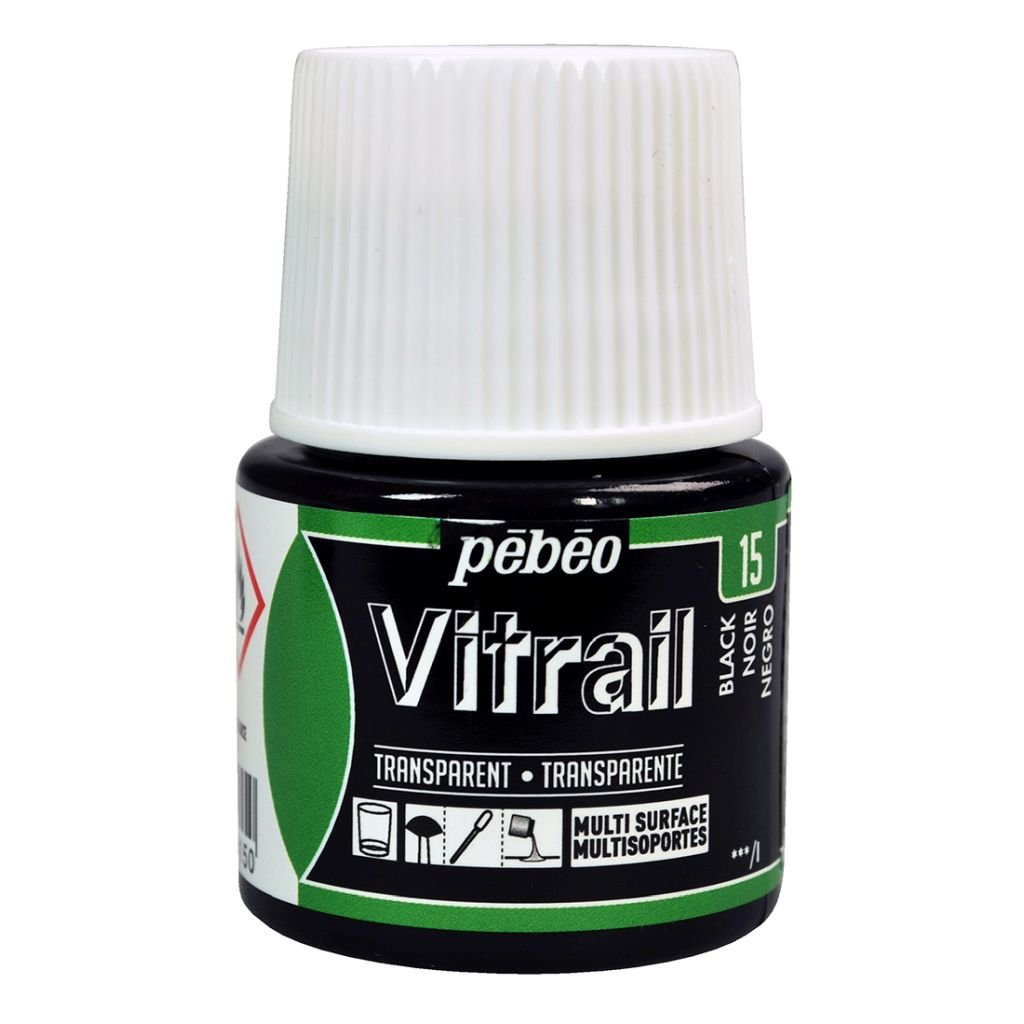 Pebeo Vitrail Paint - 45 ML Bottle - Black (015)