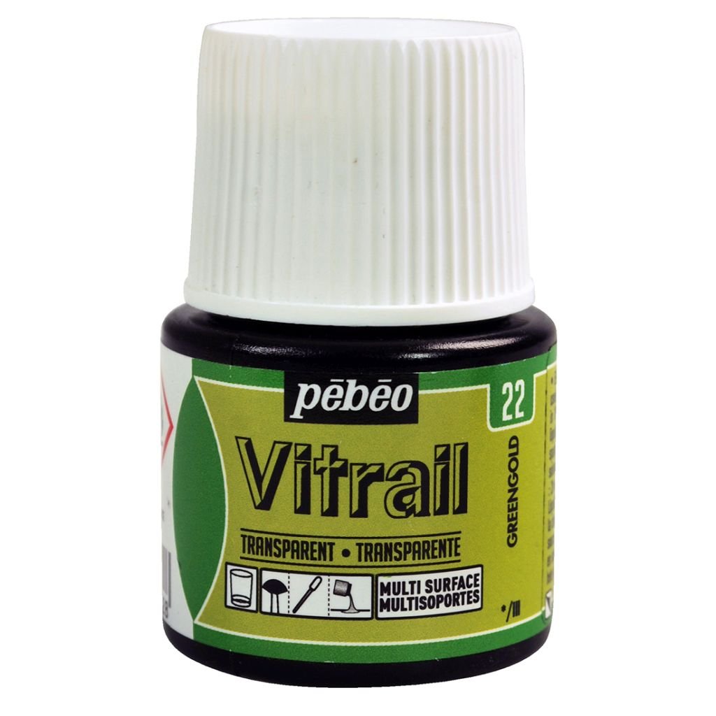 Pebeo Vitrail Paint - 45 ML Bottle - Greengold (022)