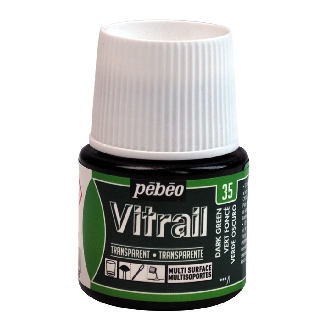 Pebeo Vitrail Paint - 45 ML Bottle - Dark Green (035)