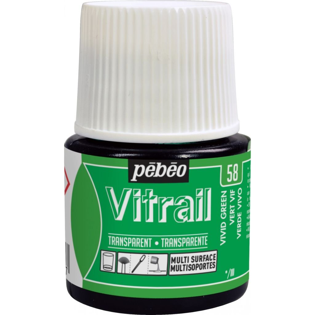 Pebeo Vitrail Paint - 45 ML Bottle - Vivid Green (058)