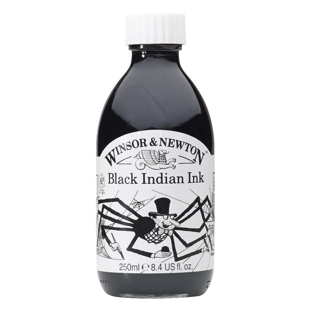 Winsor & Newton Drawing Ink - Bottle of 250 ML - Black Indian Ink (030)