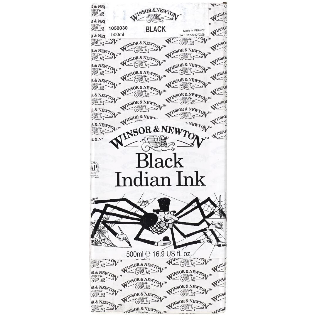 Winsor & Newton Drawing Ink - Bottle of 500 ML - Black Indian Ink (030)