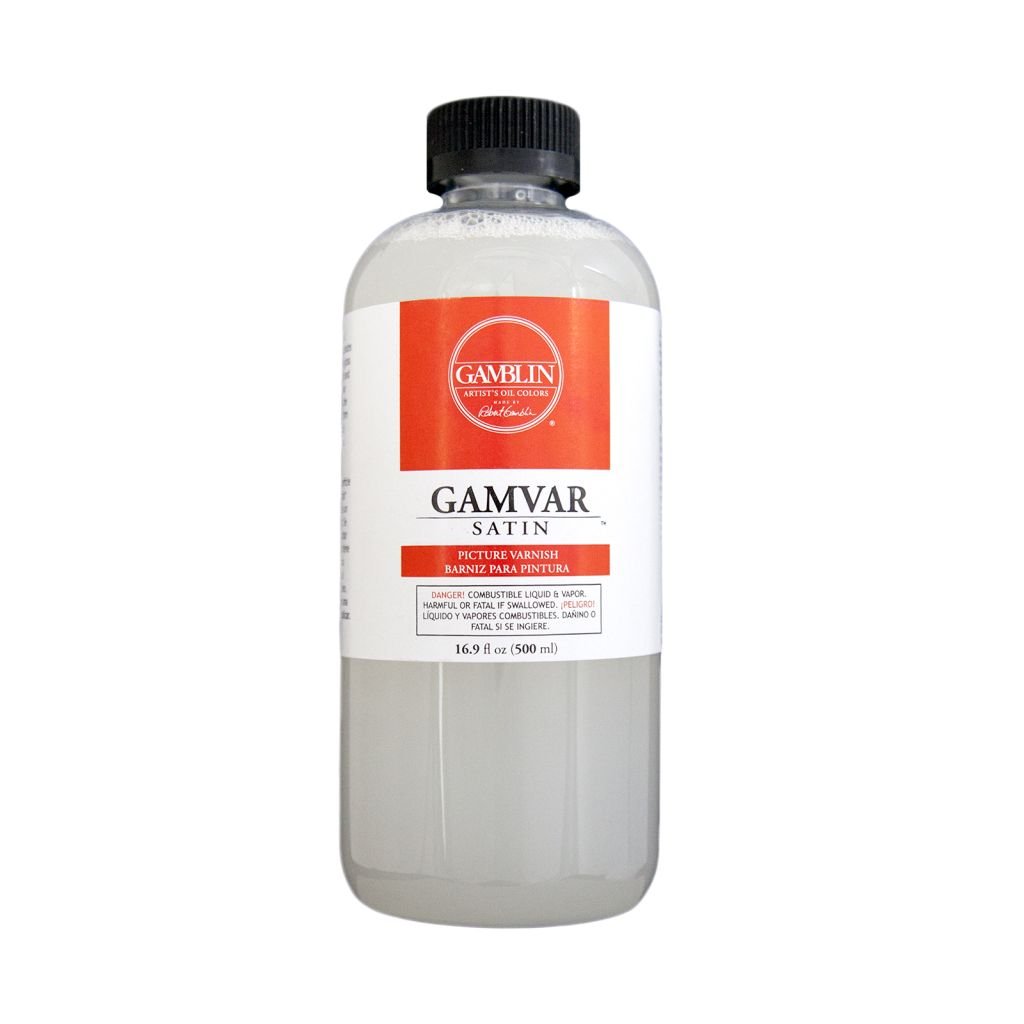 Gamblin GAMVAR Satin Picture Varnish - Bottle of 16.9 fl oz / 500 ML