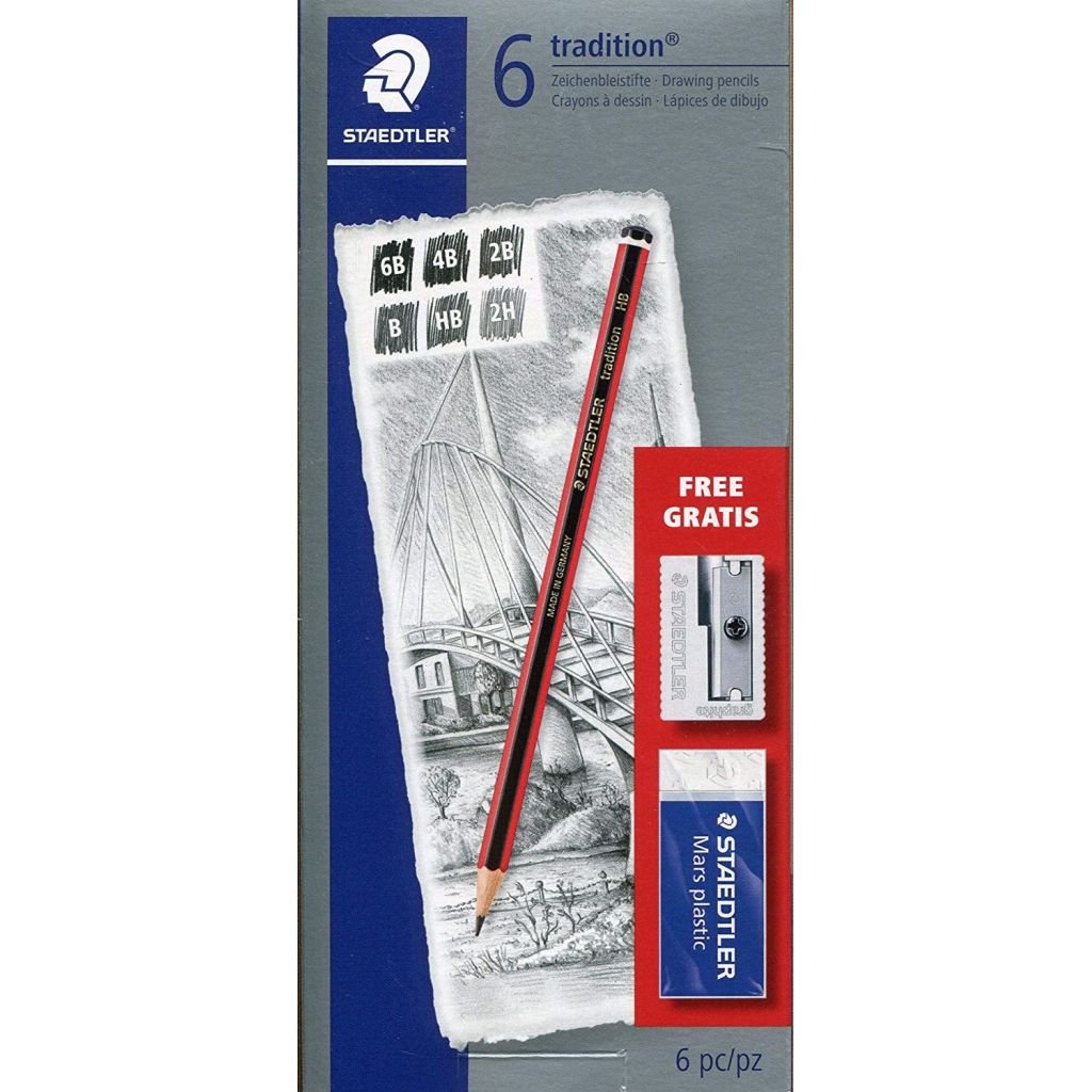 Staedtler Tradition 110 - Drawing Graphite Pencil - Cardboard Box of 6 - Assorted Degrees