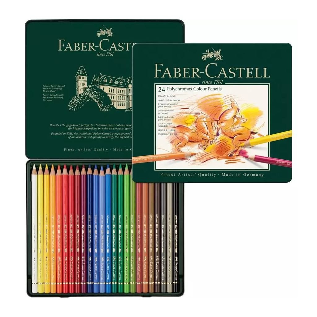 Faber Castell Polychromos Professional Artist Quality Coloured Pencils - Assorted Set of 24
