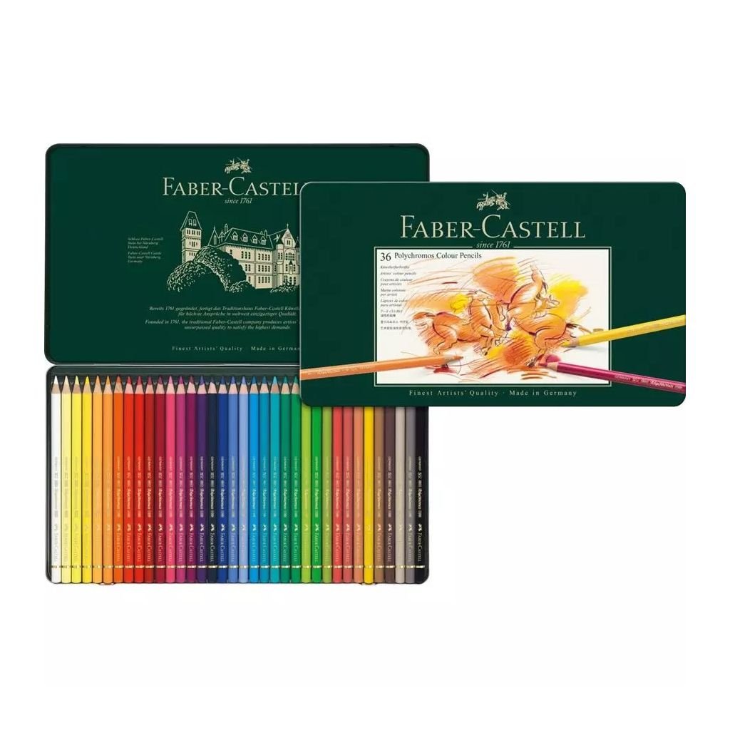 Faber Castell Polychromos Professional Artist Quality Coloured Pencils - Assorted Set of 36