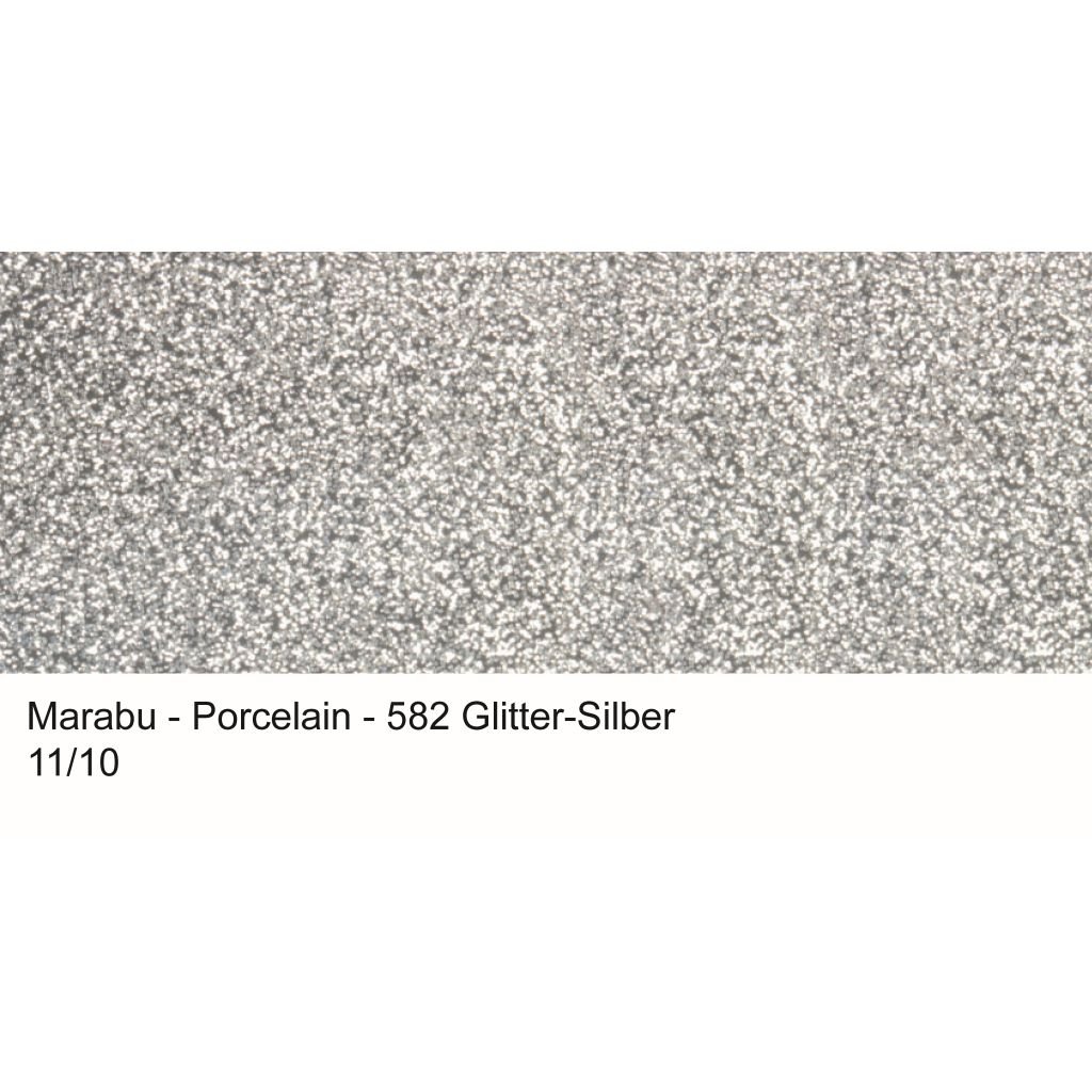 Marabu Porcelain Paint - Bottle of 15 ML - Glitter Silver (582)