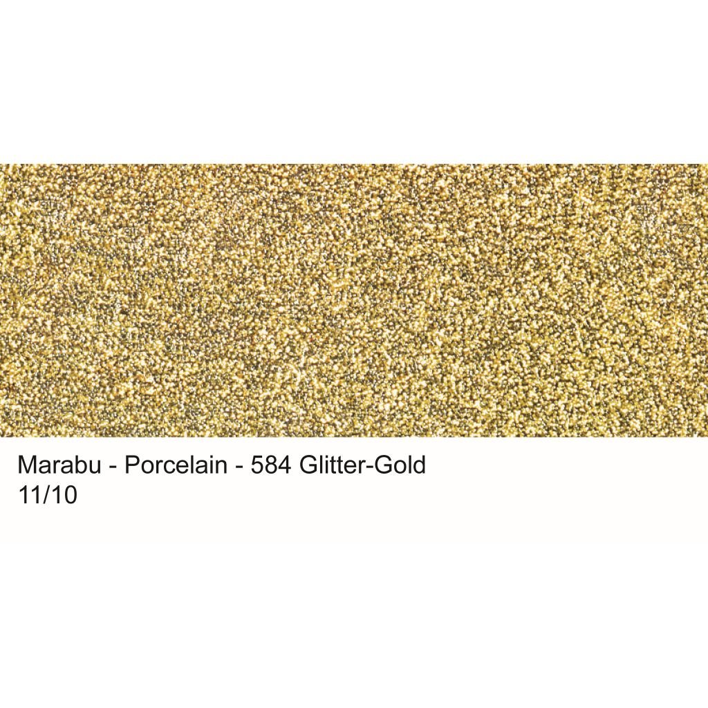 Marabu Porcelain Paint - Bottle of 15 ML - Glitter Gold (584)