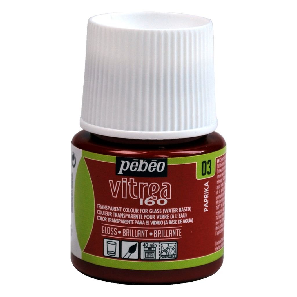 Pebeo Vitrea 160 Glossy Glass Paint - 45 ML Bottle - Paprika (03)