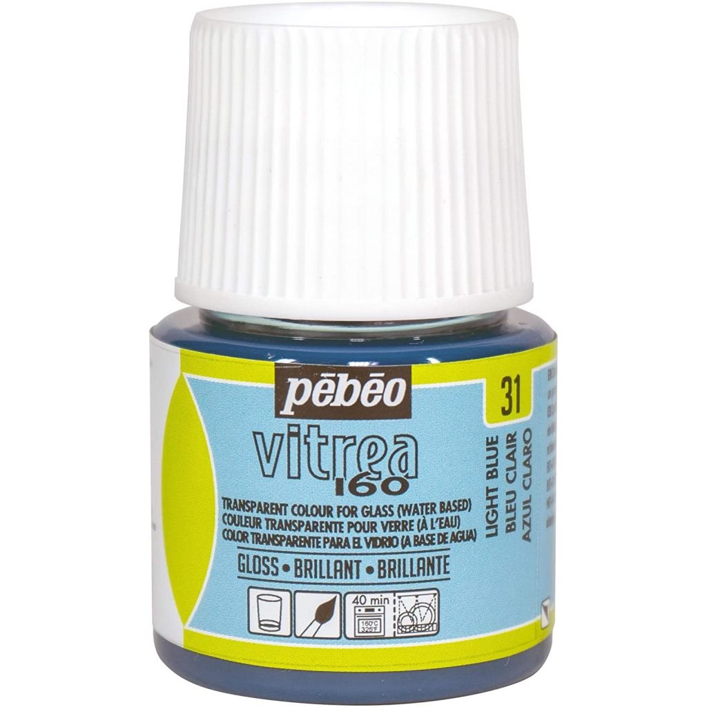 Pebeo Vitrea 160 Glass Paint - 45 ML Bottle - Light Blue (031)