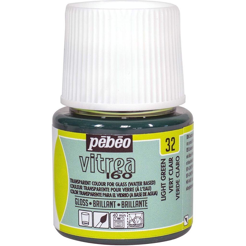 Pebeo Vitrea 160 Glass Paint - 45 ML Bottle - Light Green (032)