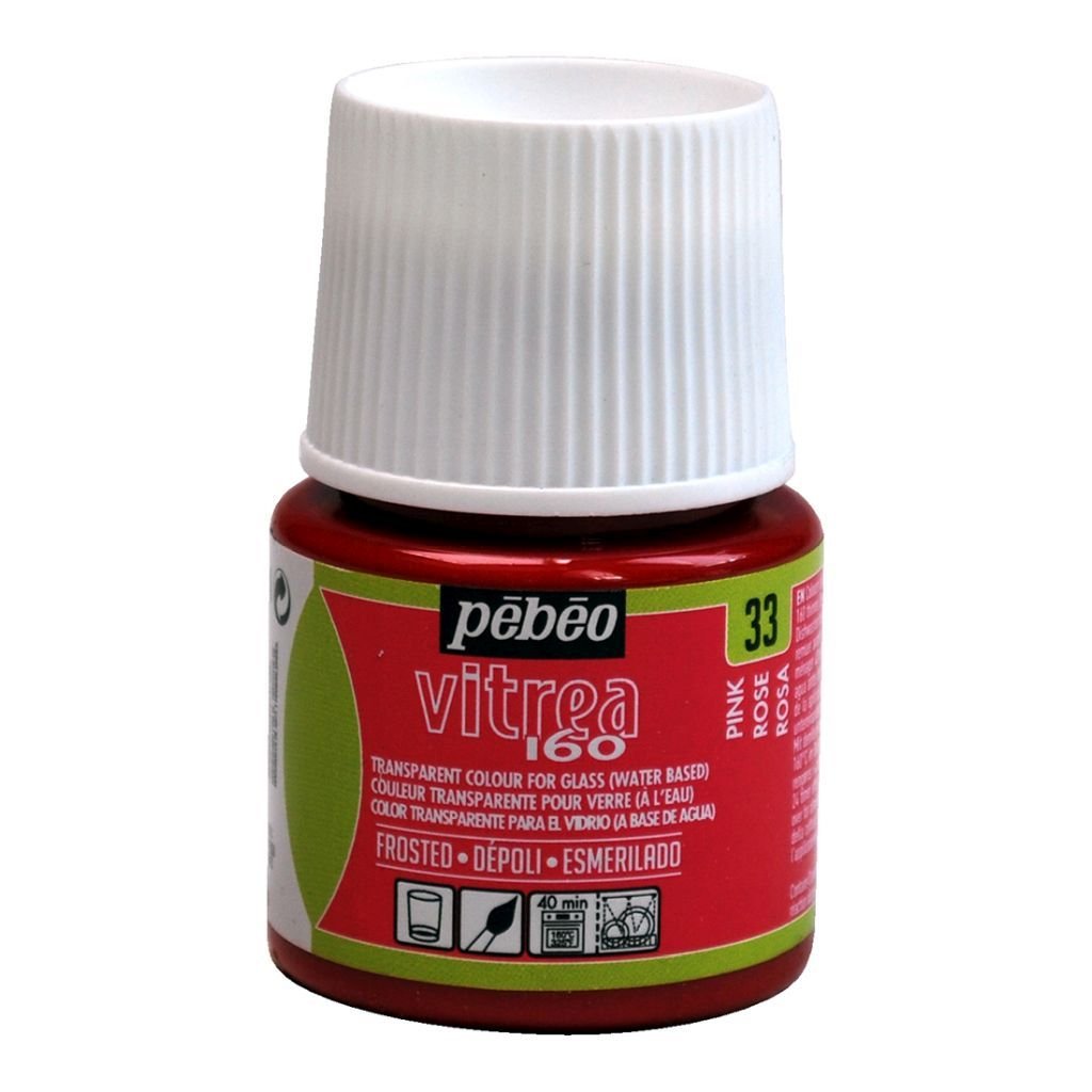 Pebeo Vitrea 160 Frosted Glass Paint - 45 ML Bottle - Pink (33)