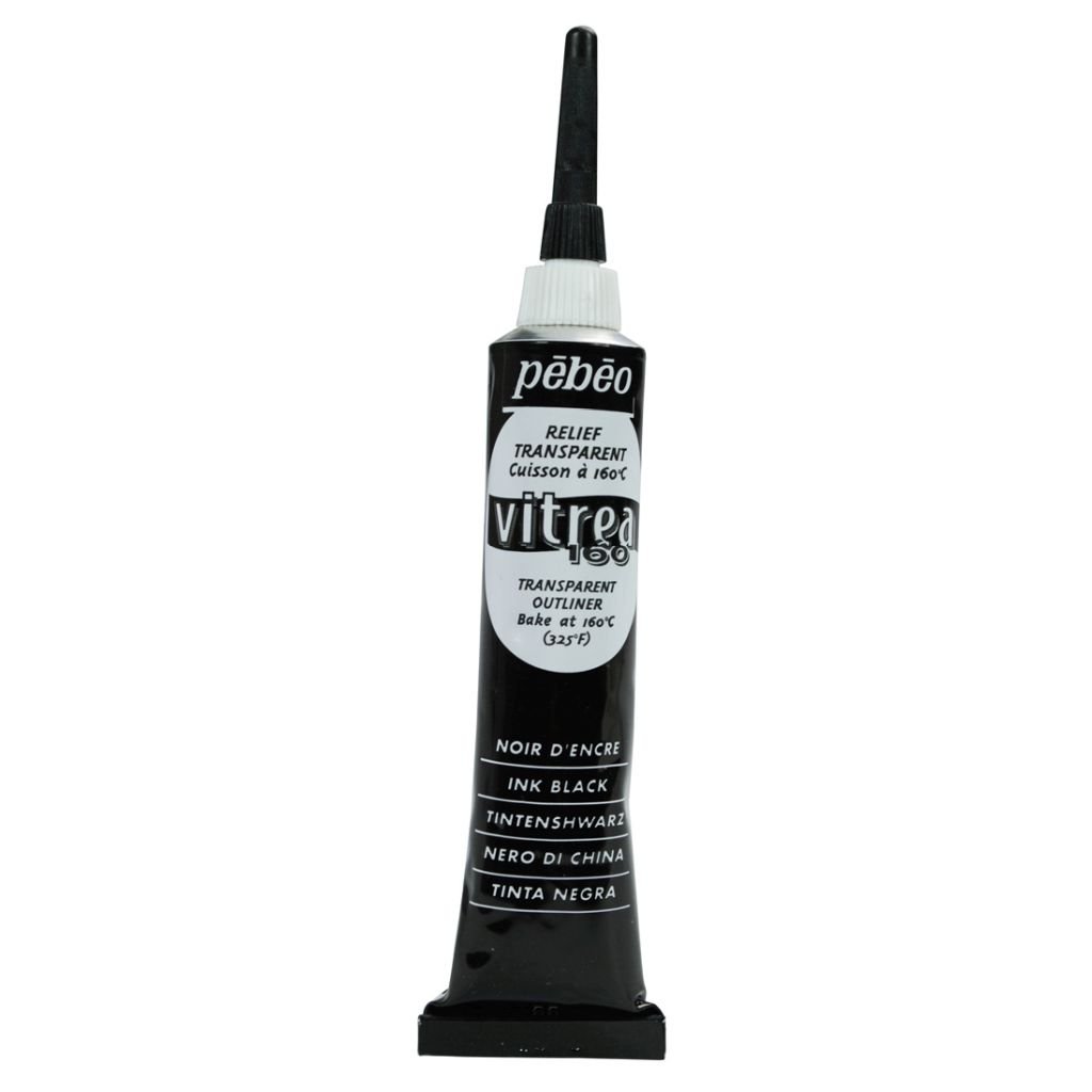 Pebeo Vitrea 160 Glass Paint Outliner - 20 ML Tube - Ink Black (66)